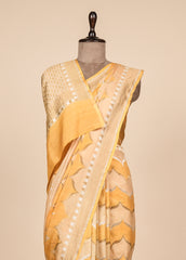 Yellow Tissue Georgette Banarasi Saree