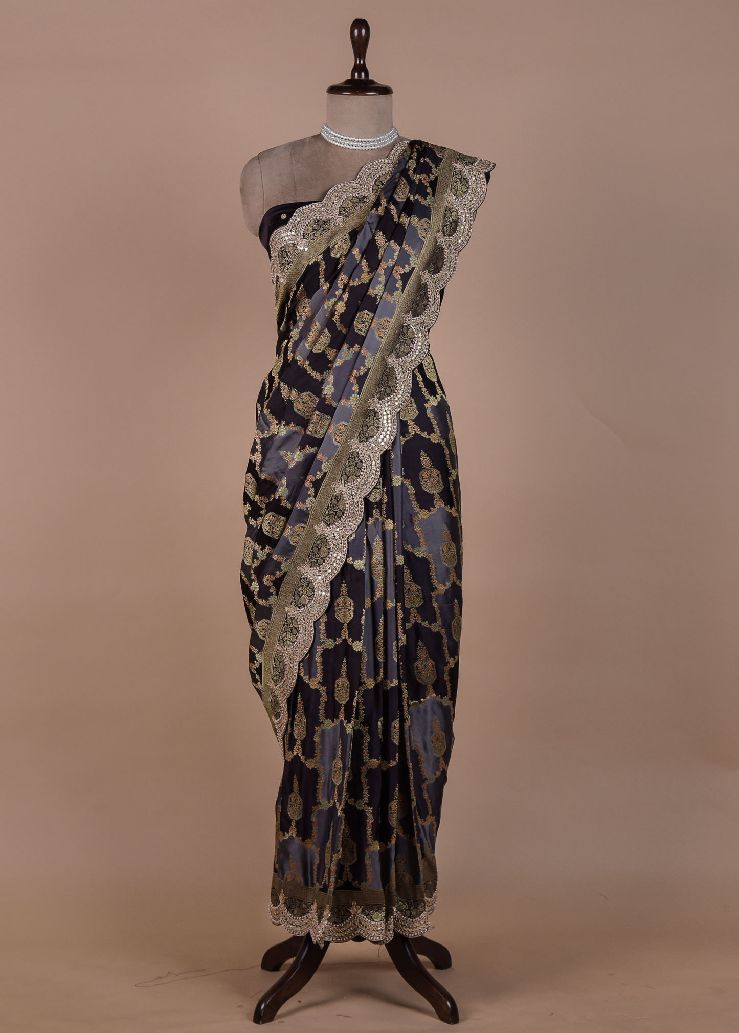 Multicoloured Moroccan Silk Embroidered Saree