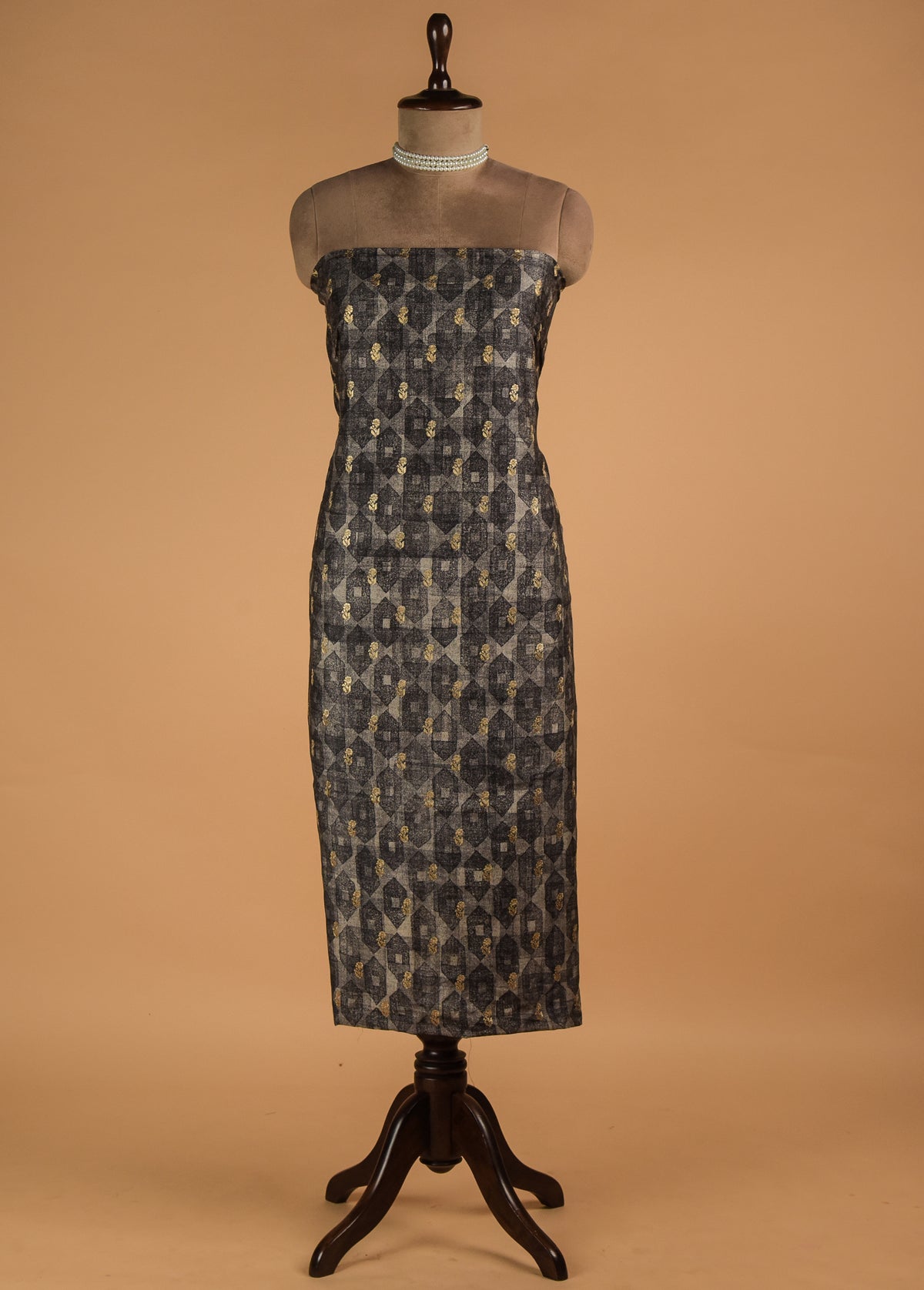 Grey Tussar Dress Material