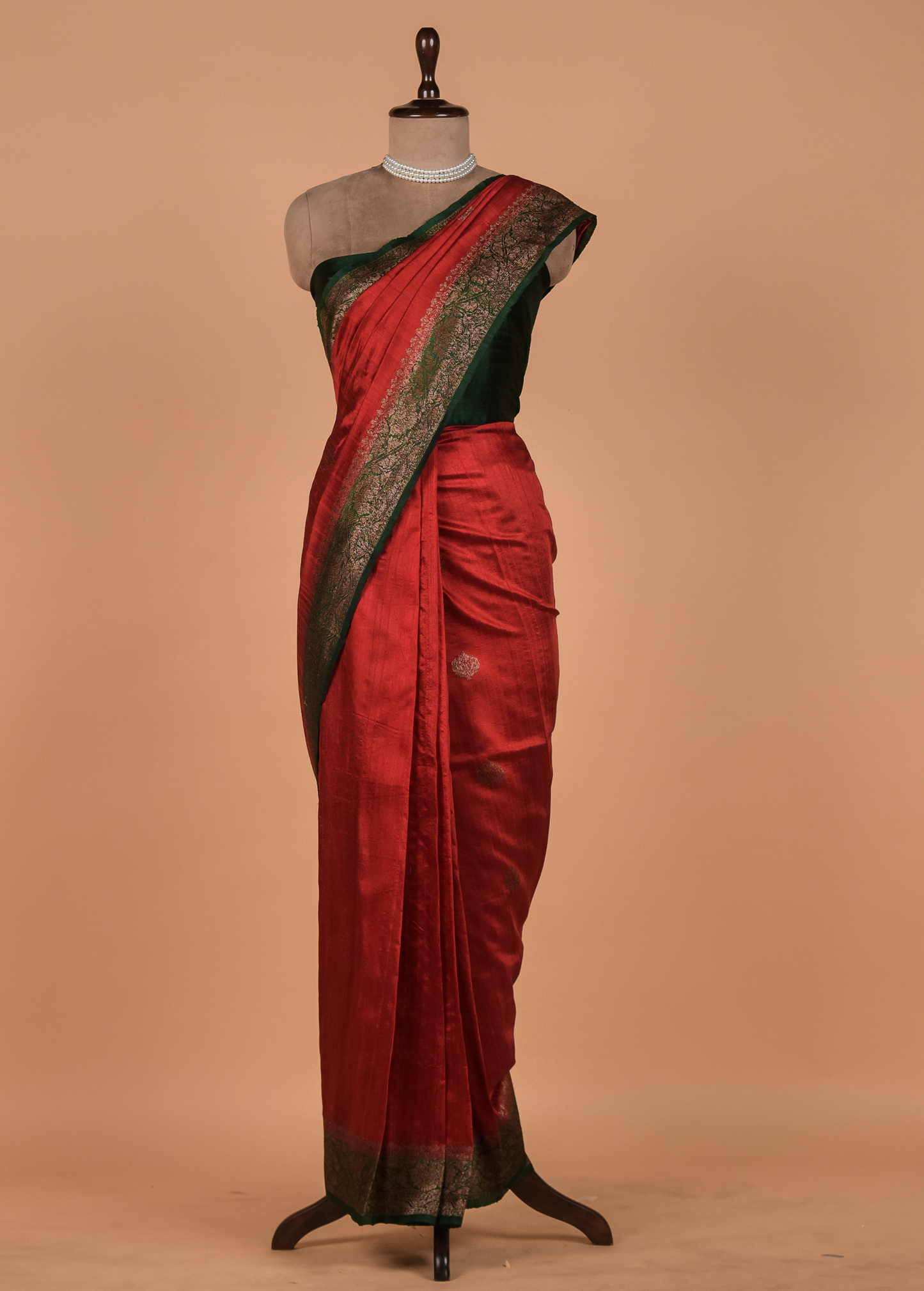 Red Tussar Silk Banarasi Saree