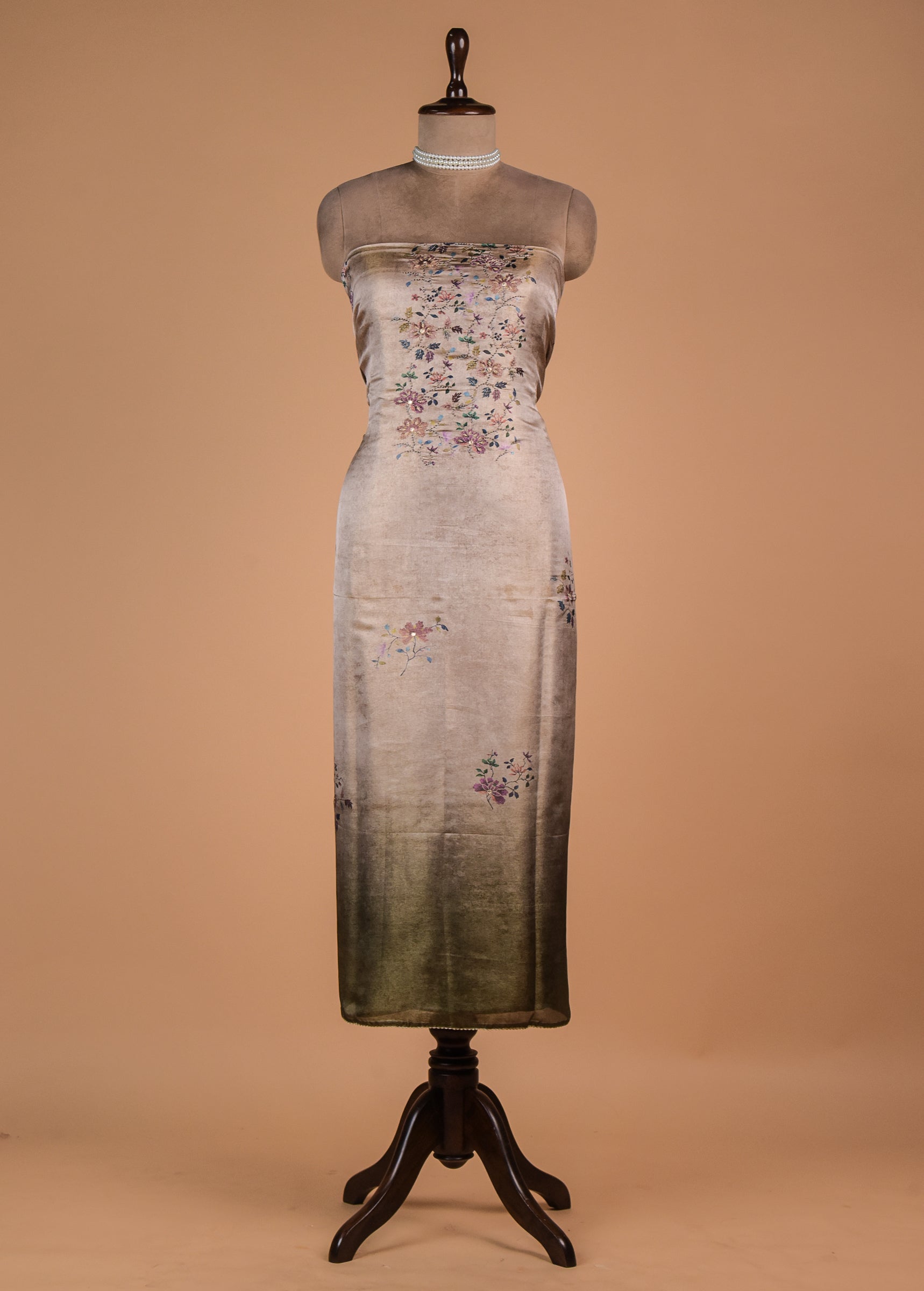 Cream Tissue Satin Dress Material