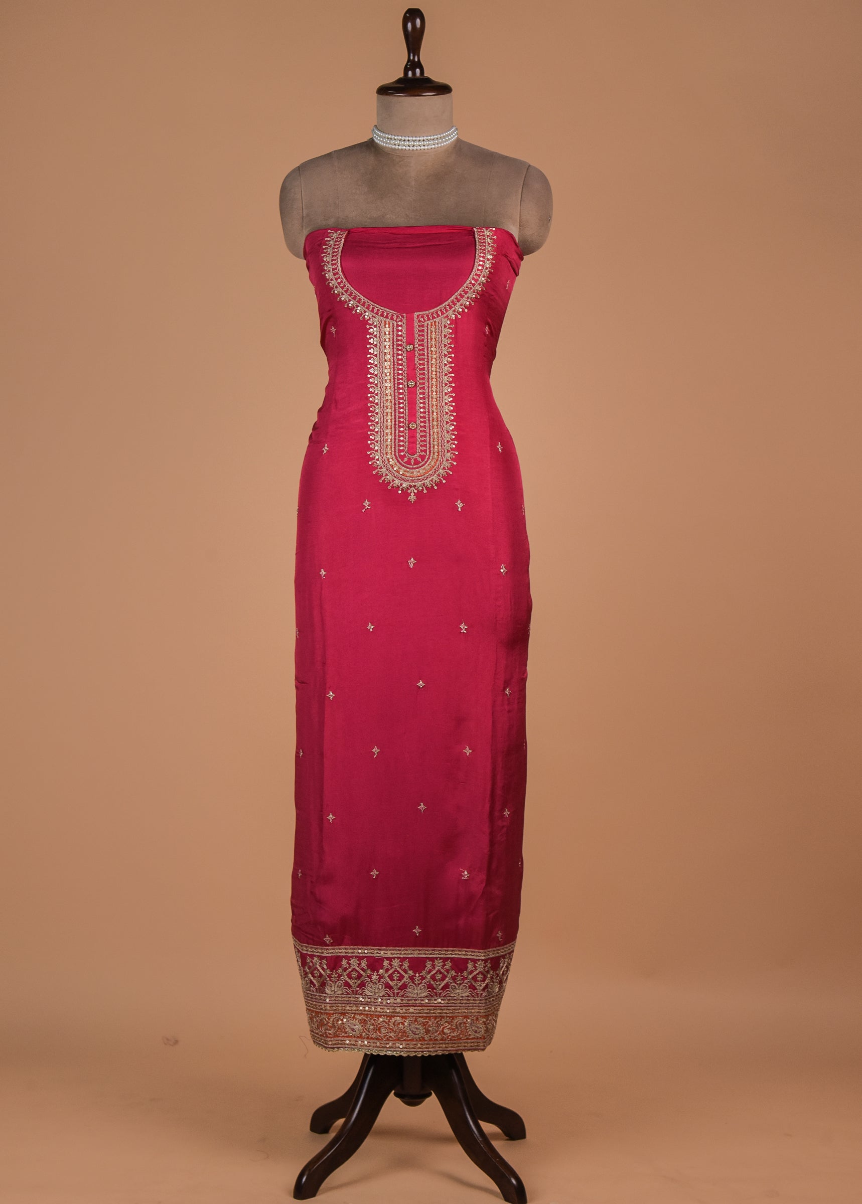 Pink Dola Silk Dress Material