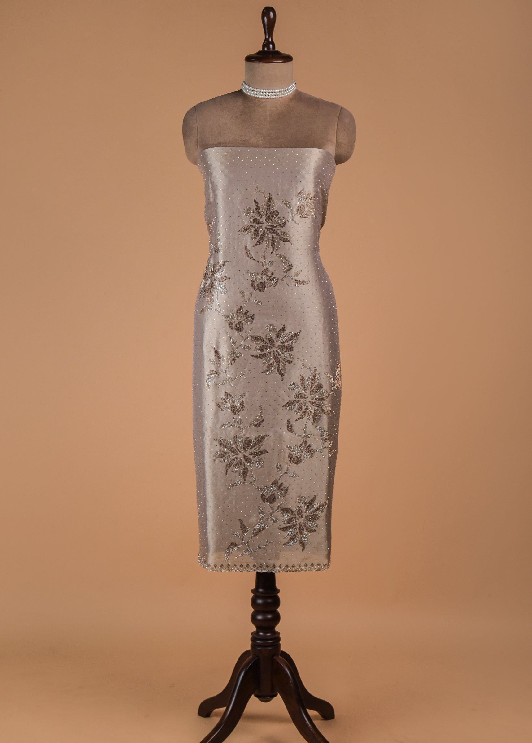 Silver Tissue Georgette Dress Material