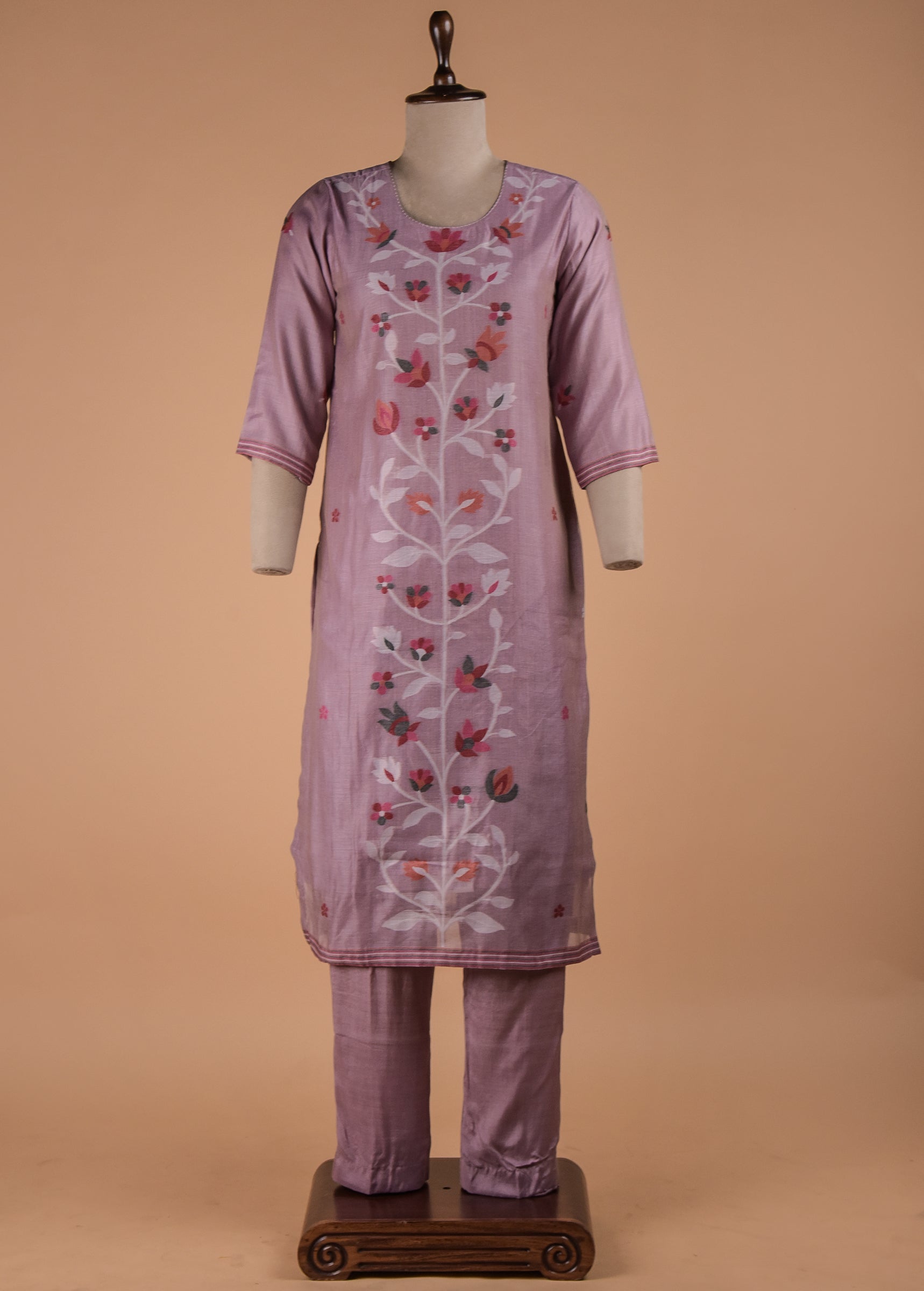 Purple Cotton Straight Set
