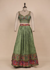 Green Soft Silk Lehenga