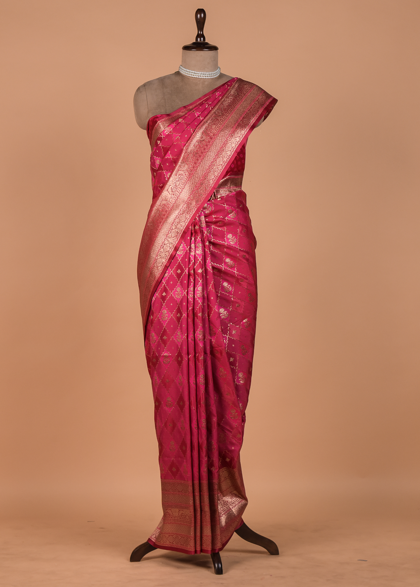Pink Satin Silk Kanjeevaram Saree