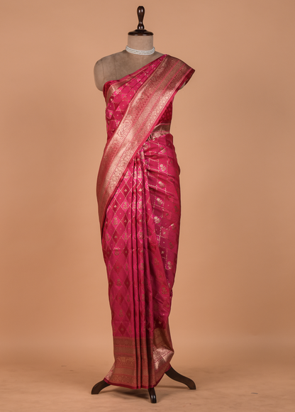 Pink Satin Silk Kanjeevaram Saree