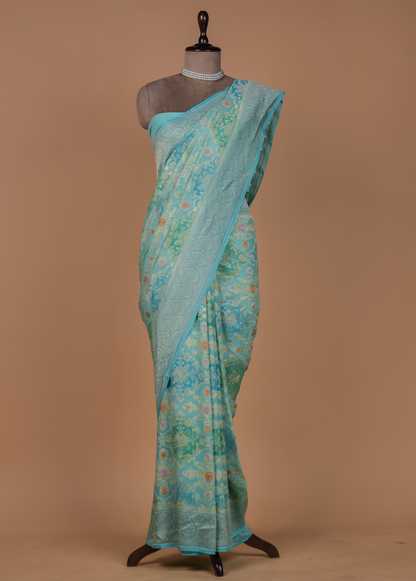 Blue Georgette Banarasi Saree