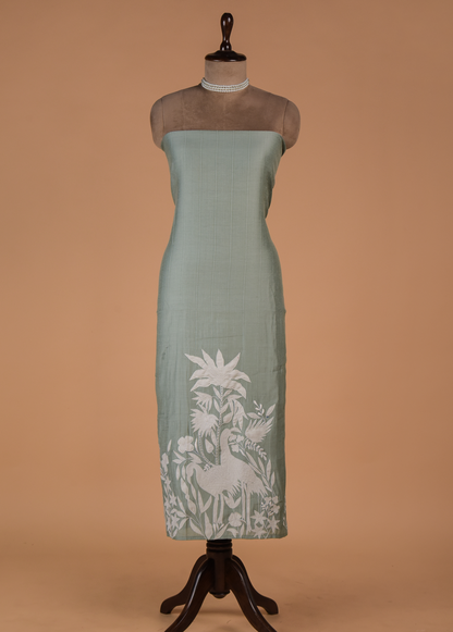 Green Cotton Dress Material