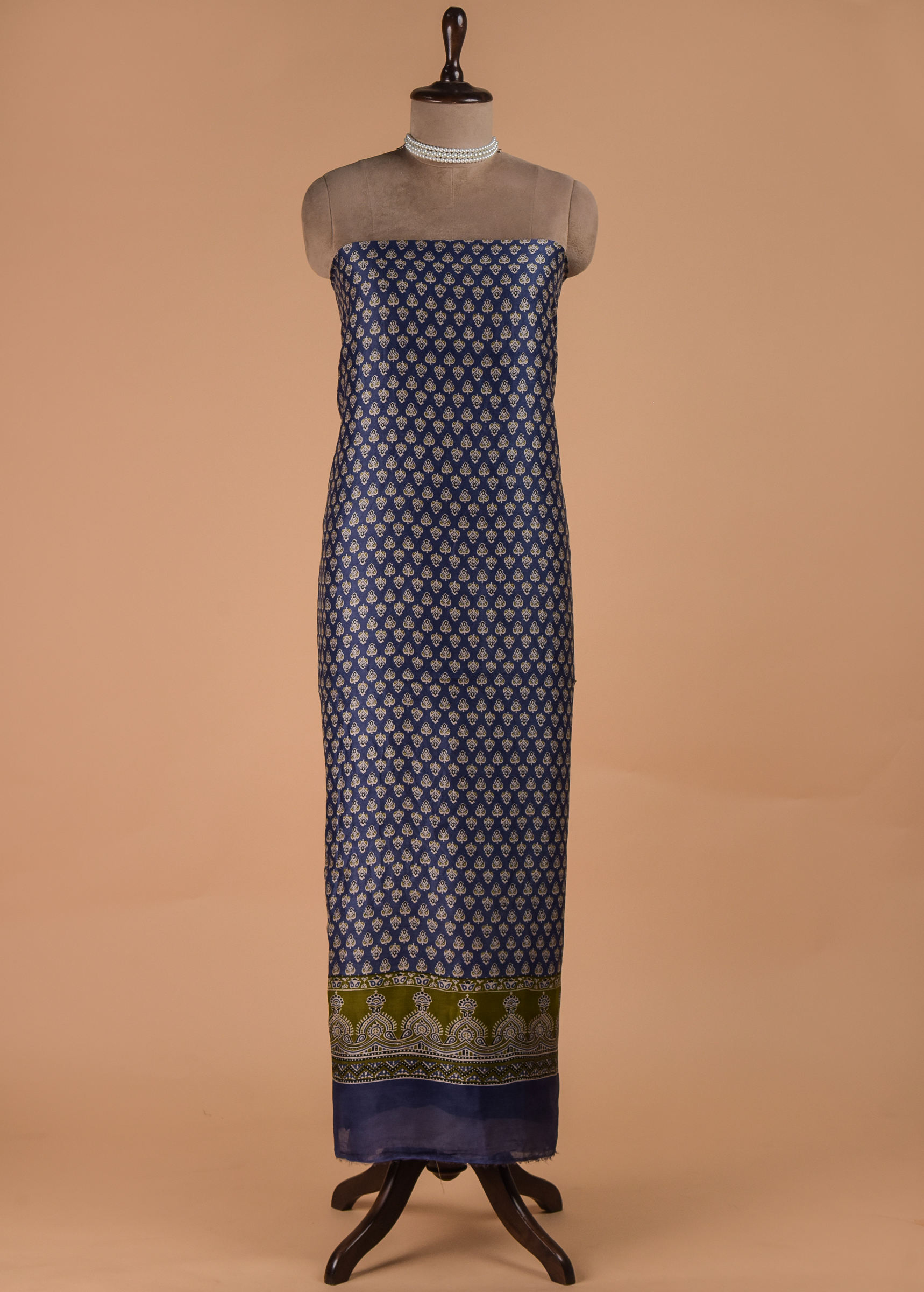 Blue Chanderi Dress Material