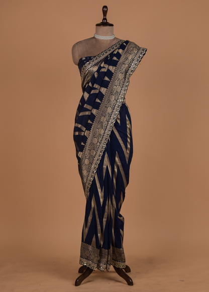Blue Georgette Banarasi Saree