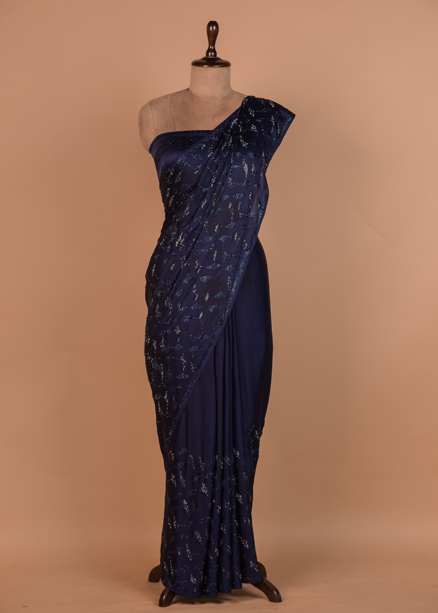Blue Satin Embroidered Saree