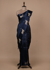 Blue Crepe Silk Banarasi Saree