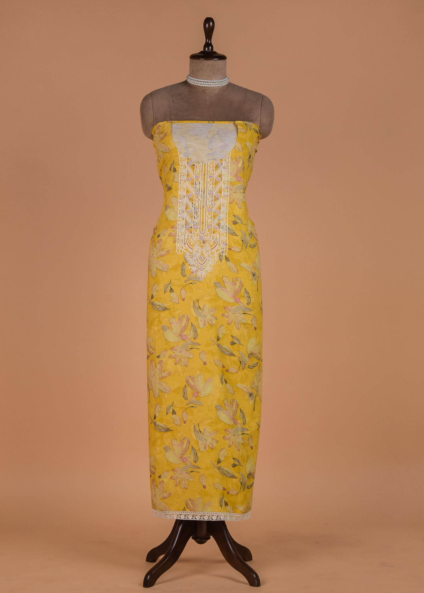 Yellow Cotton Dress Material