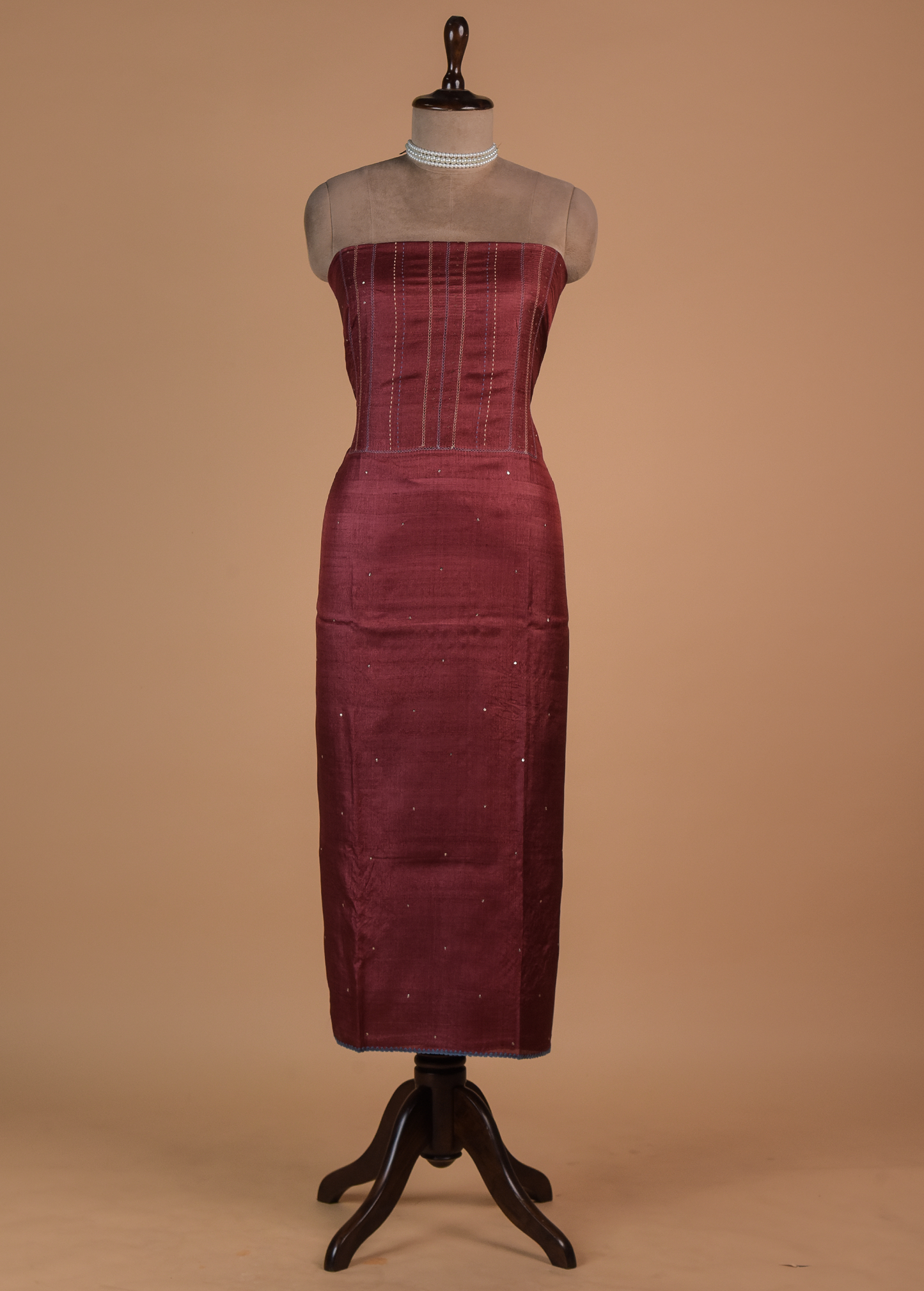 Red Tussar Dress Material