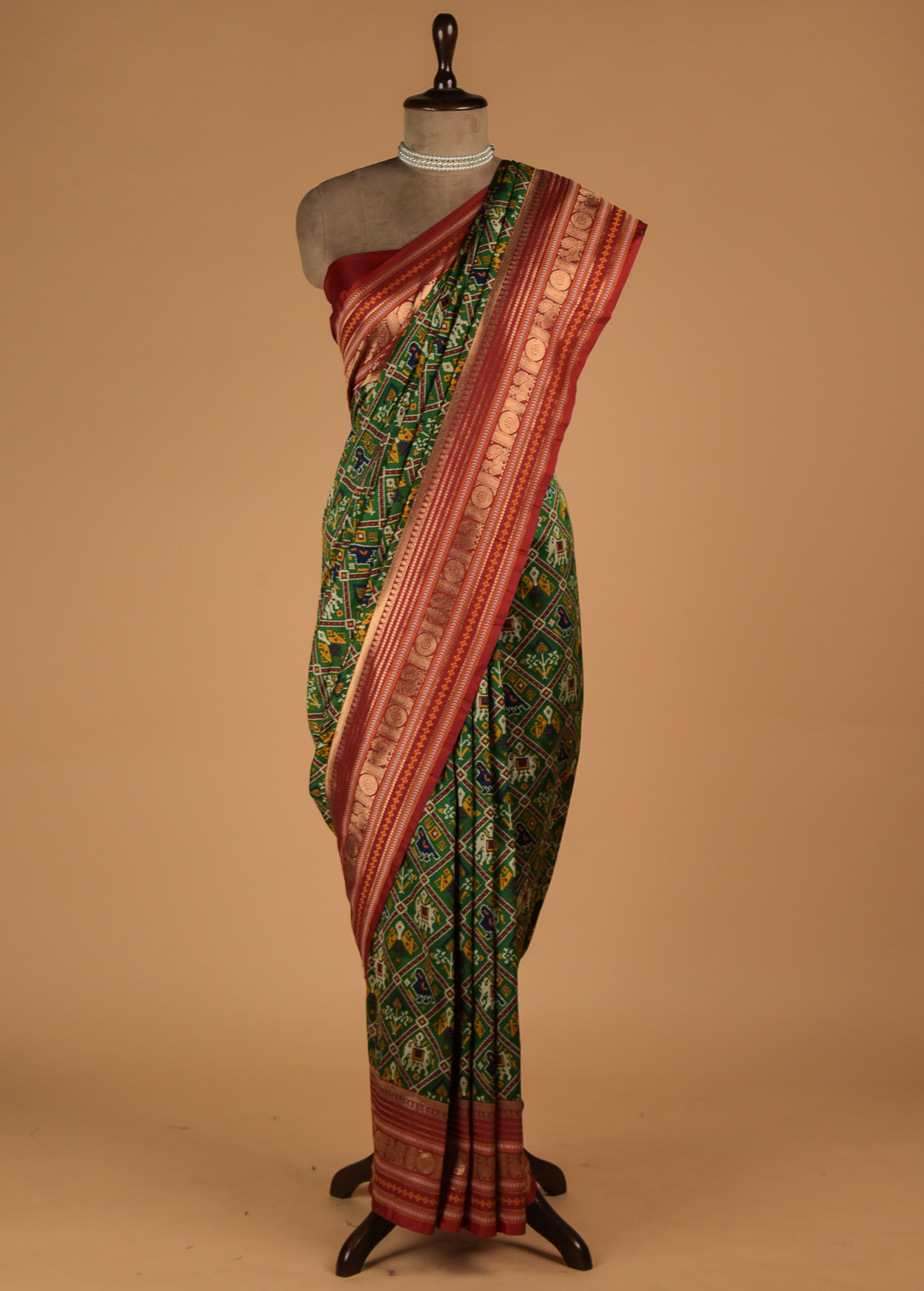 Green Art Satin Patola Saree