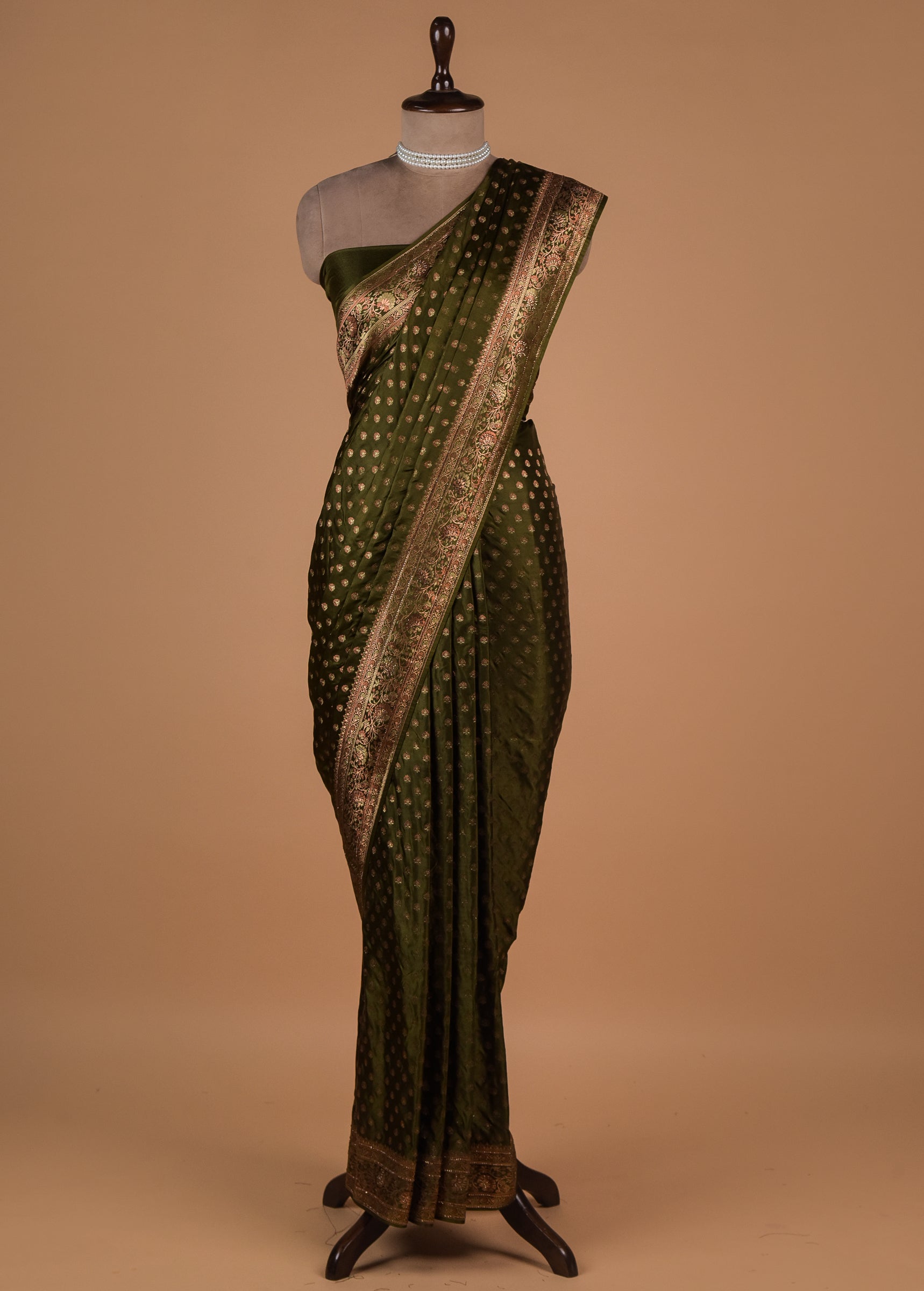 Green Moroccan Silk Banarasi Saree