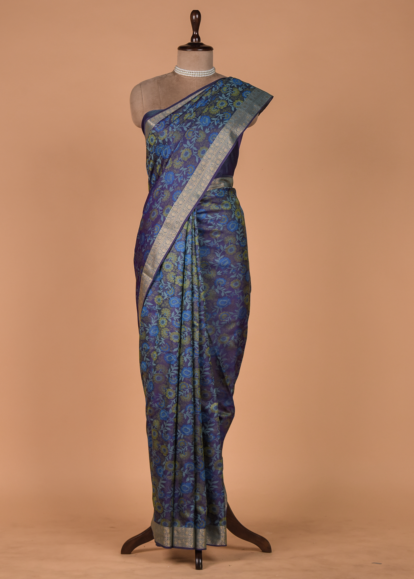 Blue Art Silk Kanjeevaram Saree