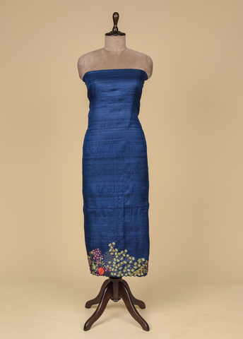 Blue Tussar Dress Material