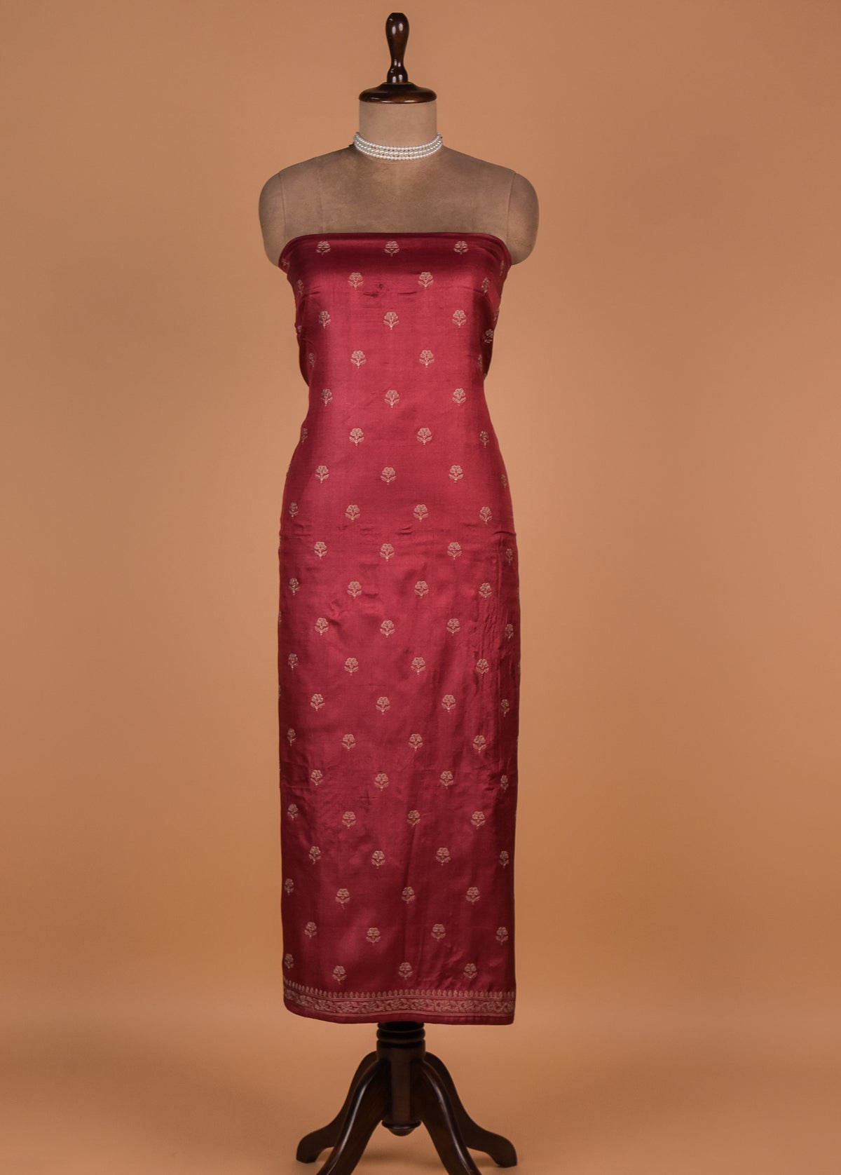 Red Tussar Dress Material