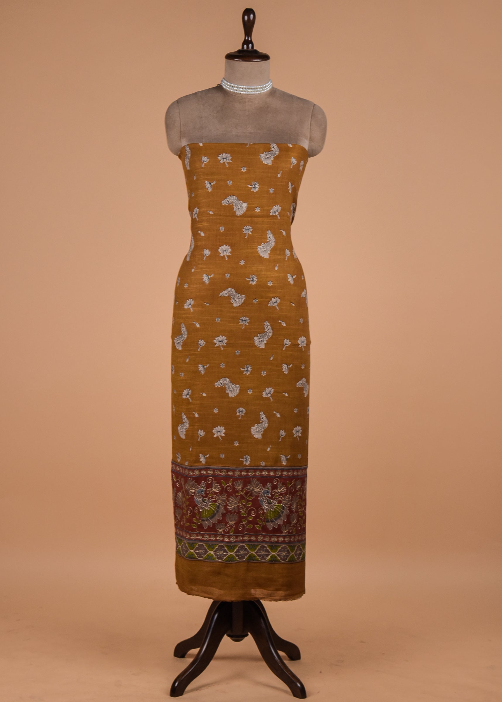 Yellow Cotton Silk Dress Material