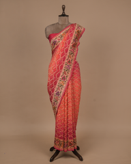 Red Georgette Bandhani Saree