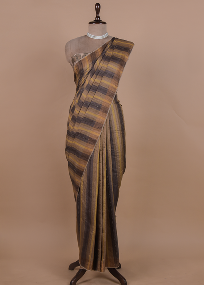 Multicoloured Tussar Printed Saree