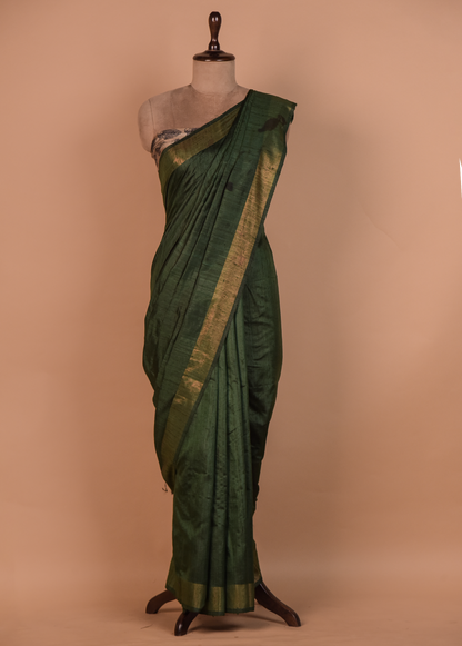 Green Tussar Printed Saree