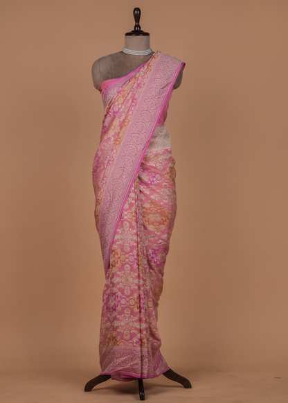 Pink Georgette Banarasi Saree