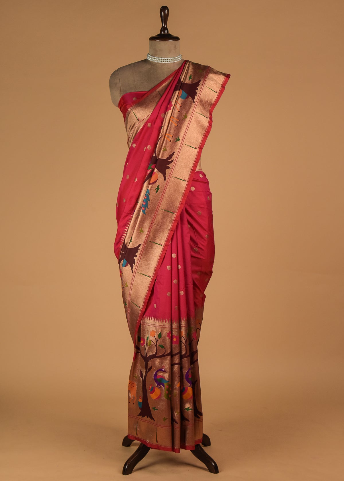 Pink Art Satin Banarasi Saree