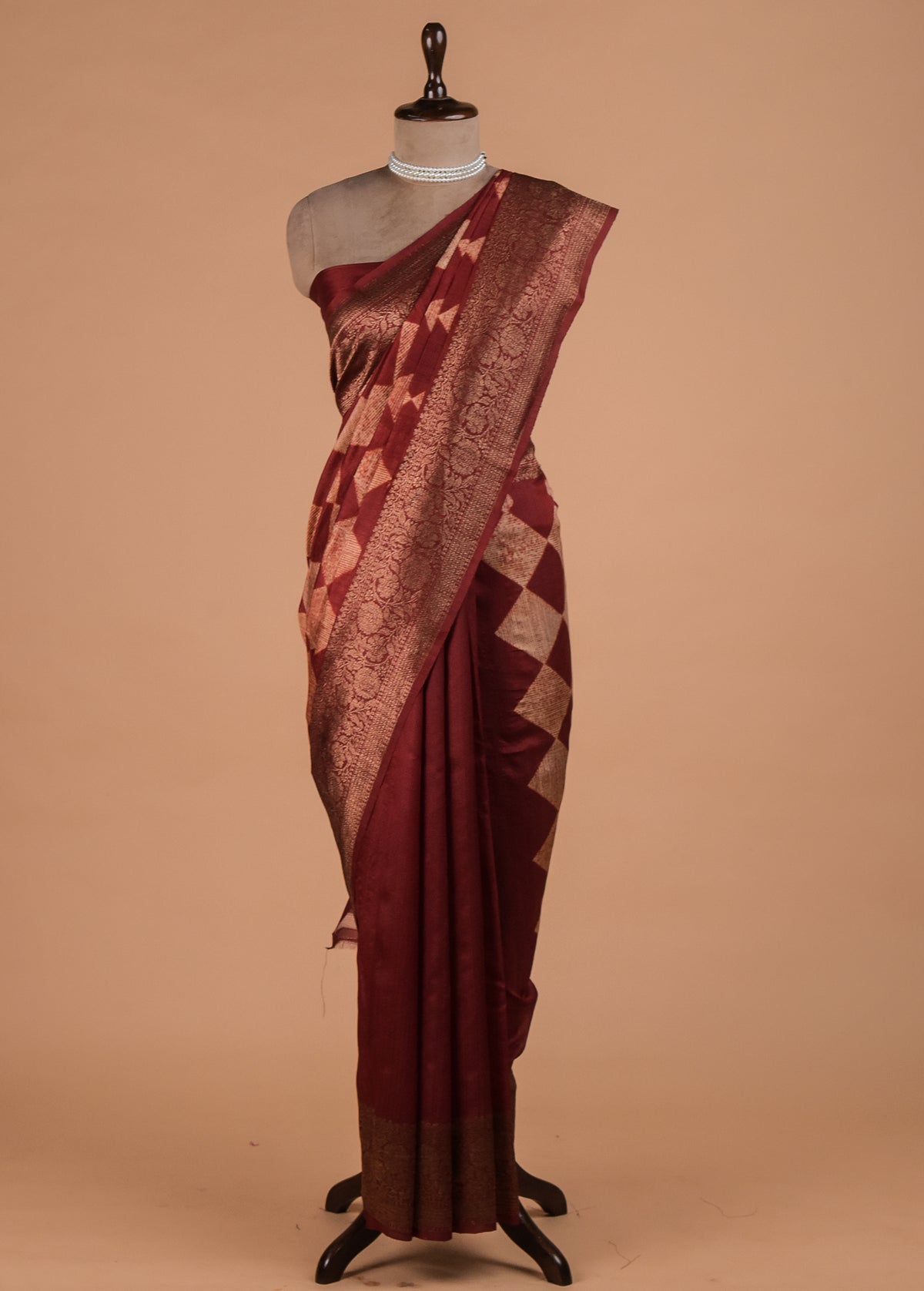 Red Tussar Printed Saree