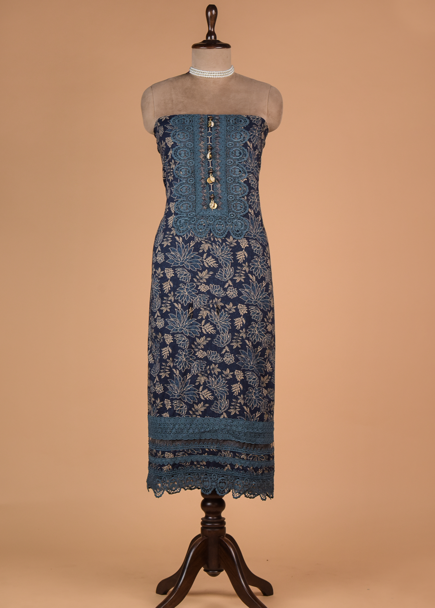 Blue Cotton Dress Material