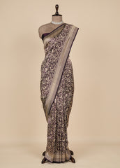 Purple Silk Banarasi Saree