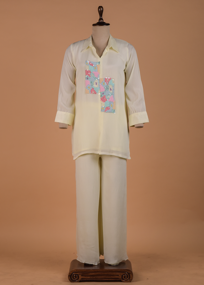 Cream Crepe Coord Set