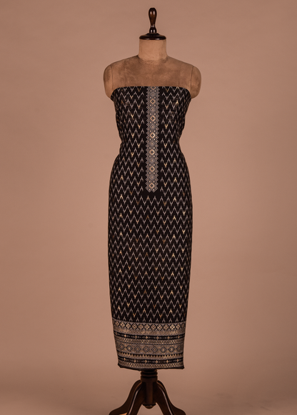 Black Mulmul Cotton Dress Material
