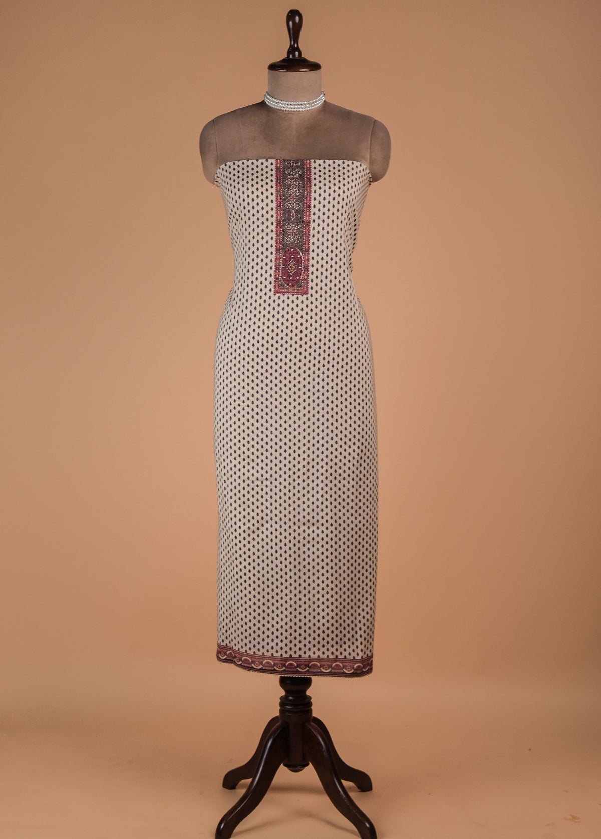 Cream Chanderi Dress Material
