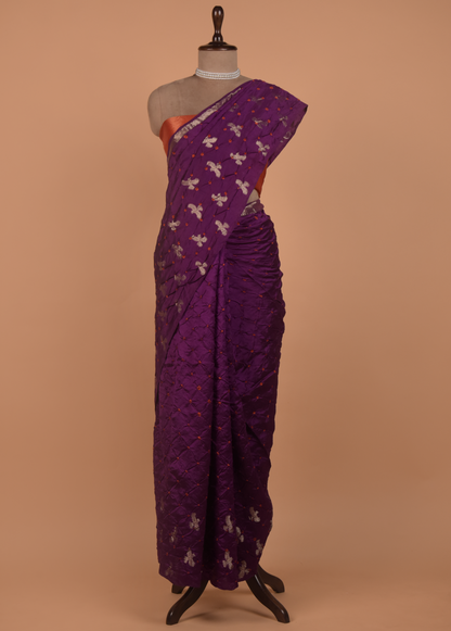 Purple Gajji Silk Bandhani Saree