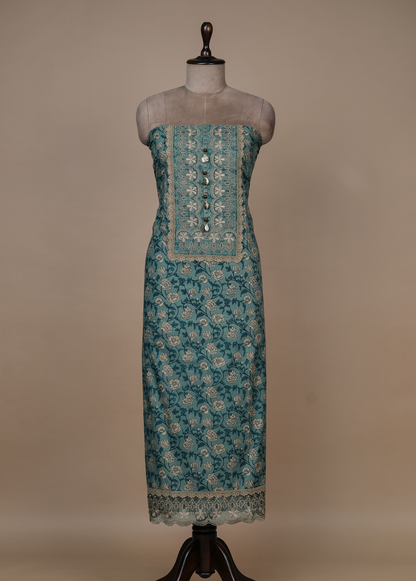 Blue Cotton Dress Material