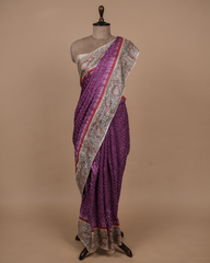 Purple Tussar Bandhani Saree