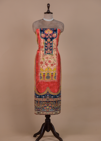 Multicoloured Crepe Dress Material