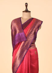 Pink Tussar Banarasi Saree