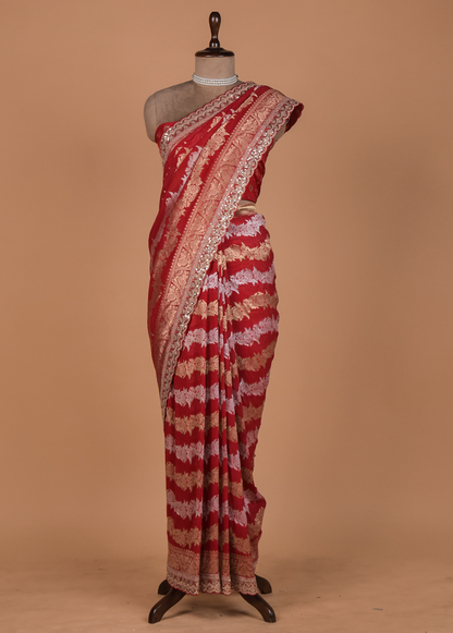 Red Georgette Banarasi Saree