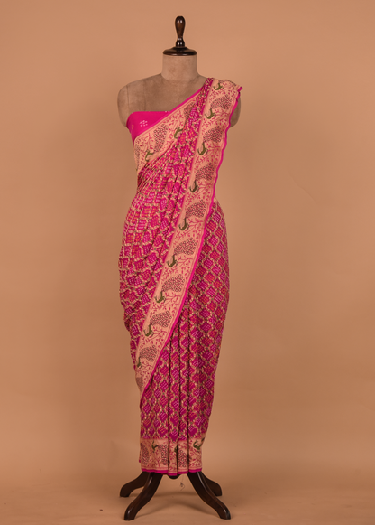 Pink Georgette Bandhani Saree