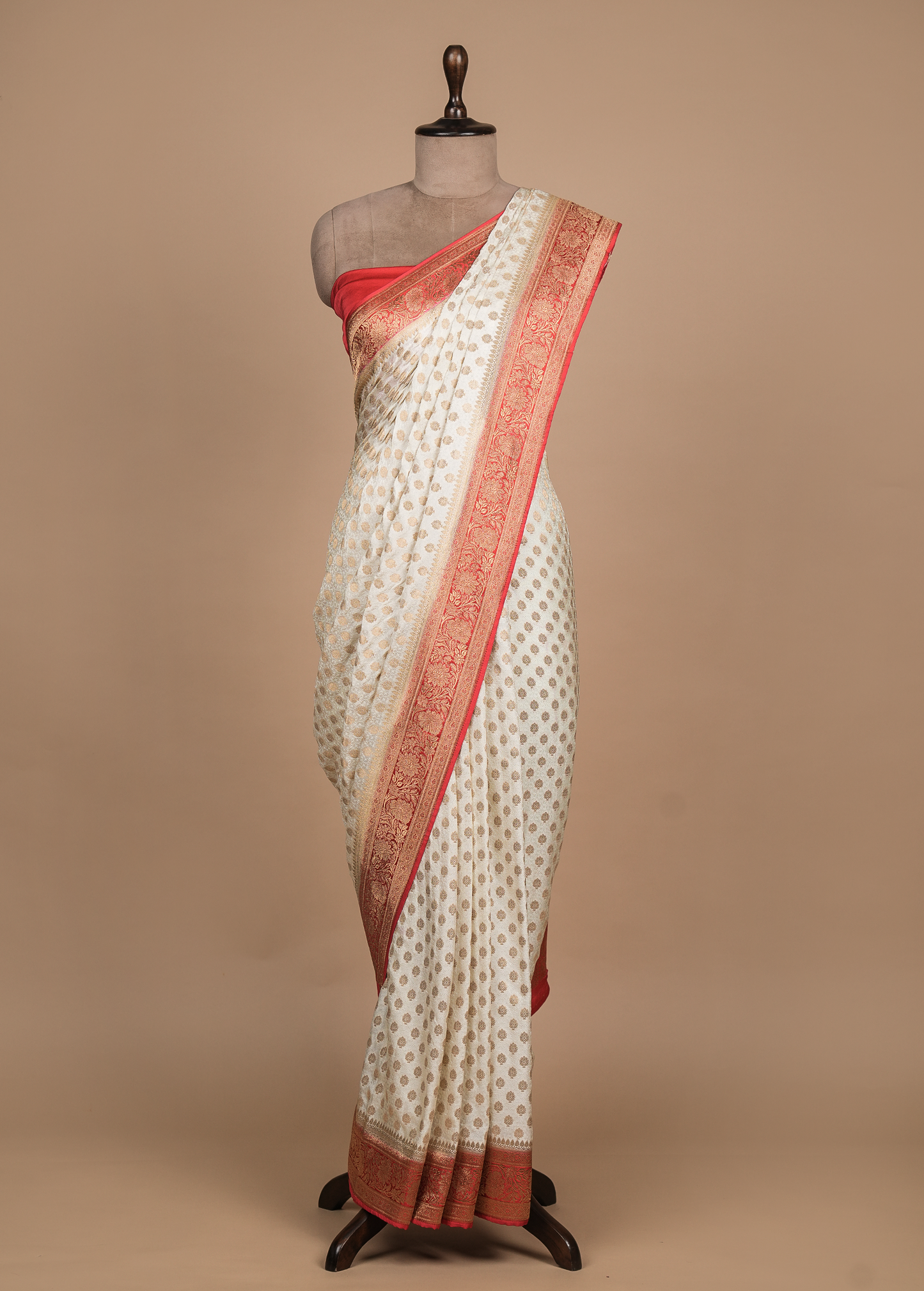 Cream Georgette Banarasi Saree