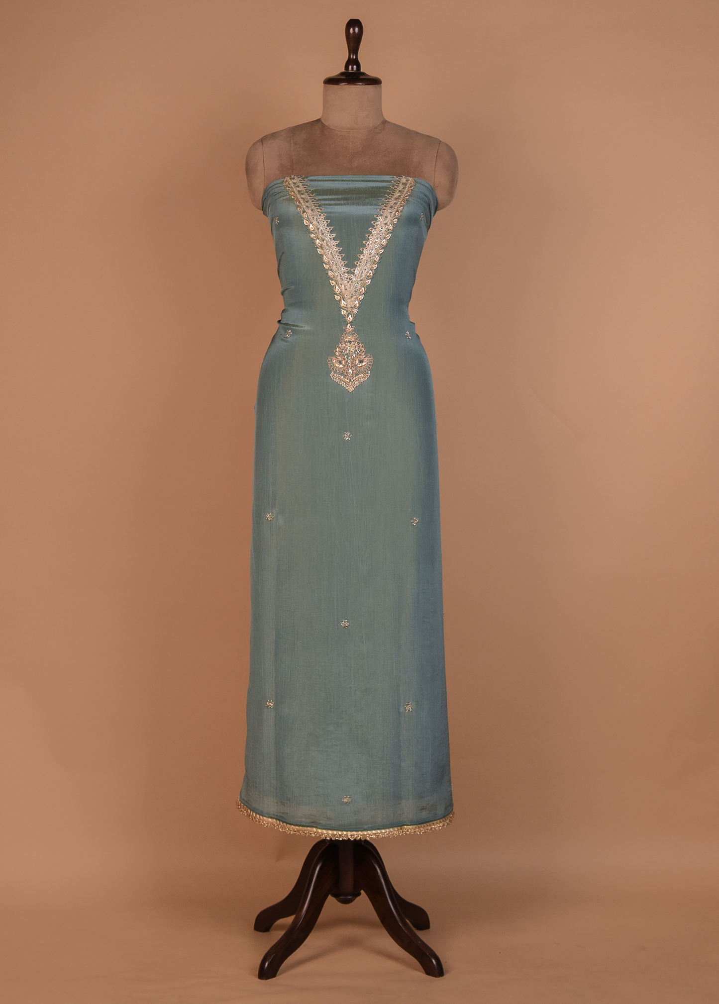Blue Mushroo Silk Dress Material