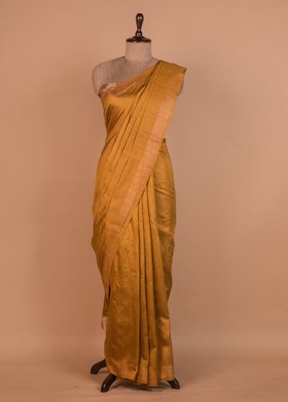 Yellow Tussar Printed Saree