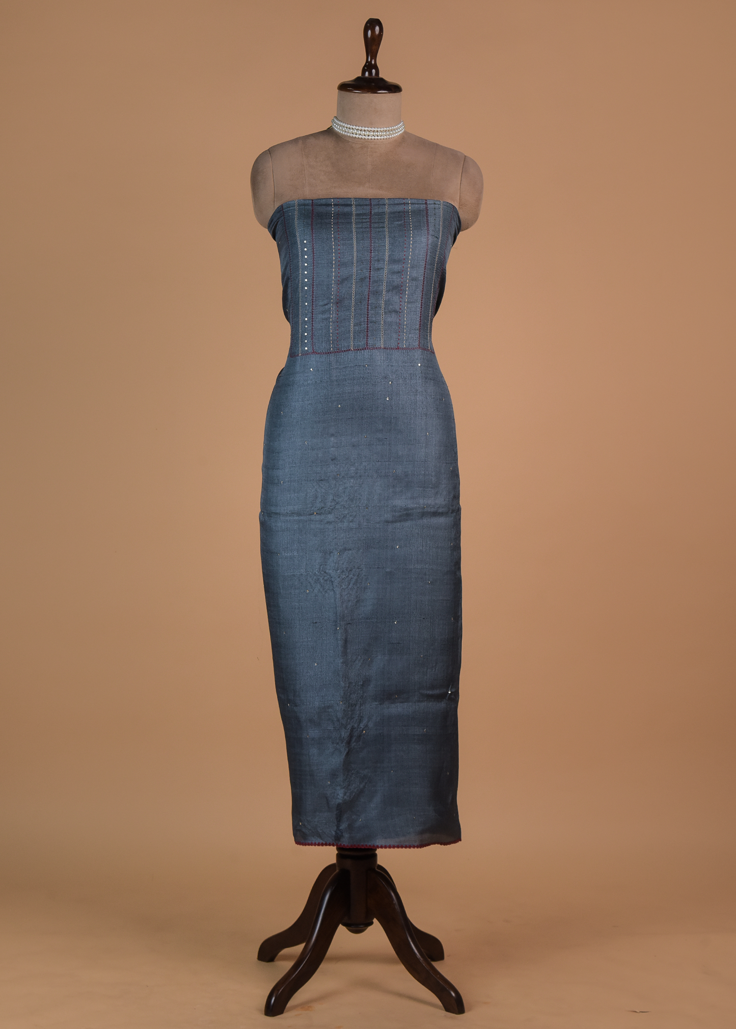 Blue Tussar Dress Material