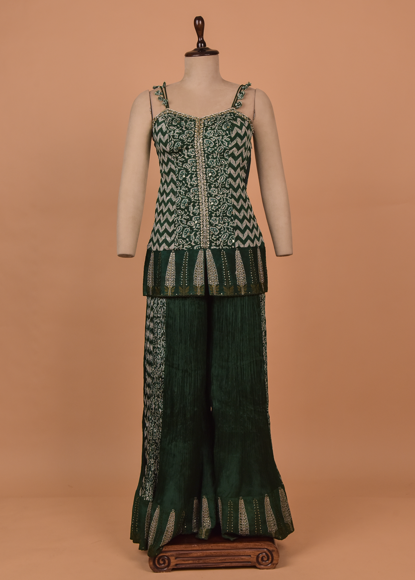 Green Georgette Sharara Set