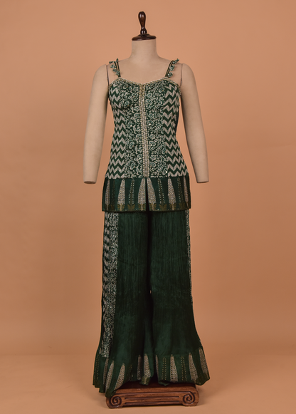 Green Georgette Sharara Set