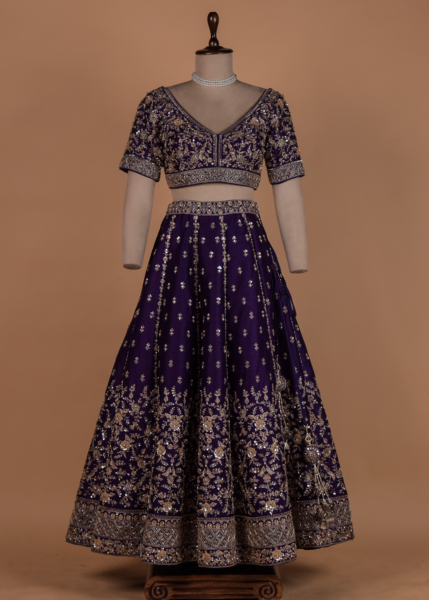 Purple Crepe Silk Lehenga